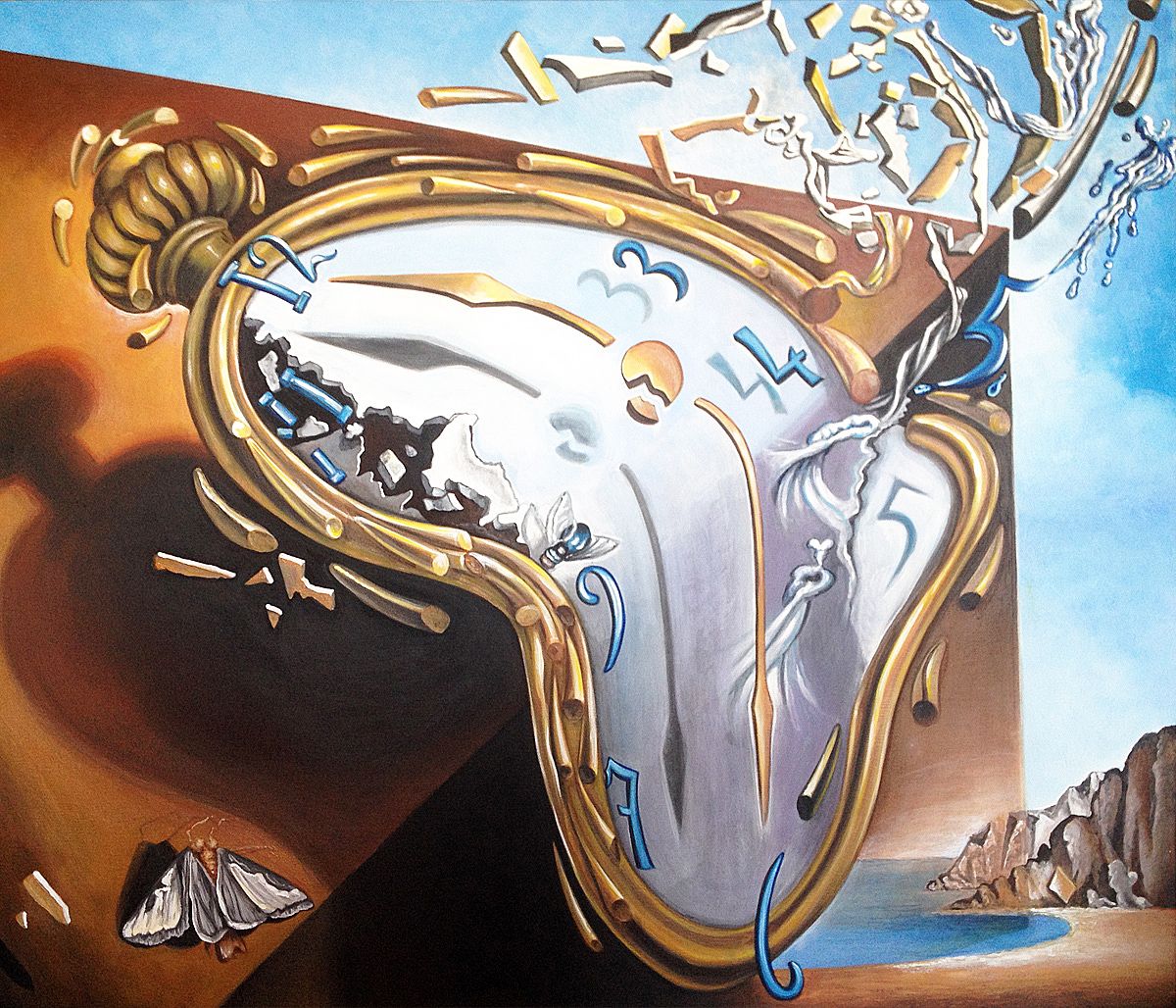La metafora del tempo deformato viene ben rappresentata nel dipinto surrealista "Orologio Molle" di Salvador Dalí